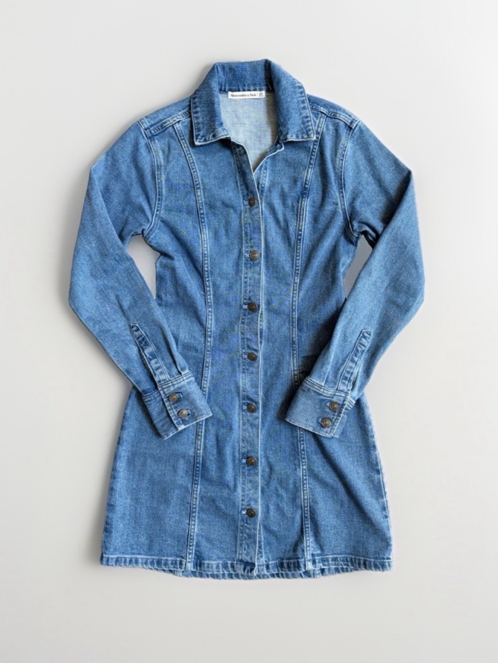 Abercrombie & Fitch Denim Mini Shirt Dress Long Sleeve Blue Women’s XS Tall